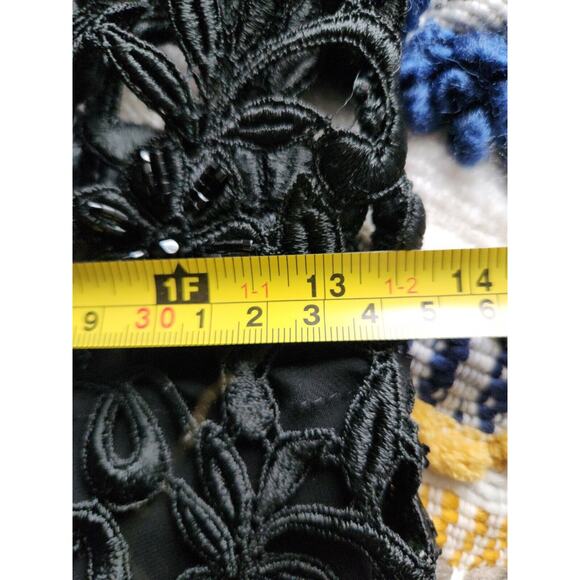 Claudia Arce Haute Couture M Black Lace Silk Sequins Sheer Beaded Dress - Picture 11 of 12